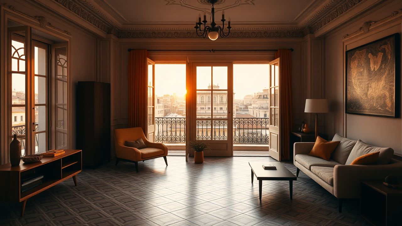 Renovated Eixample apartment, golden hour
