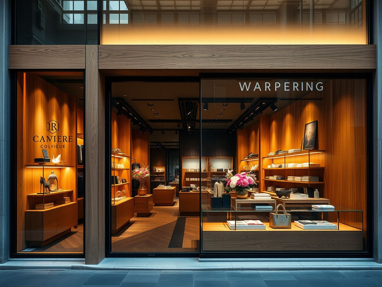 Premium commercial design with supervision — opening-day styled boutique with custom fixtures and brand signage in Born district