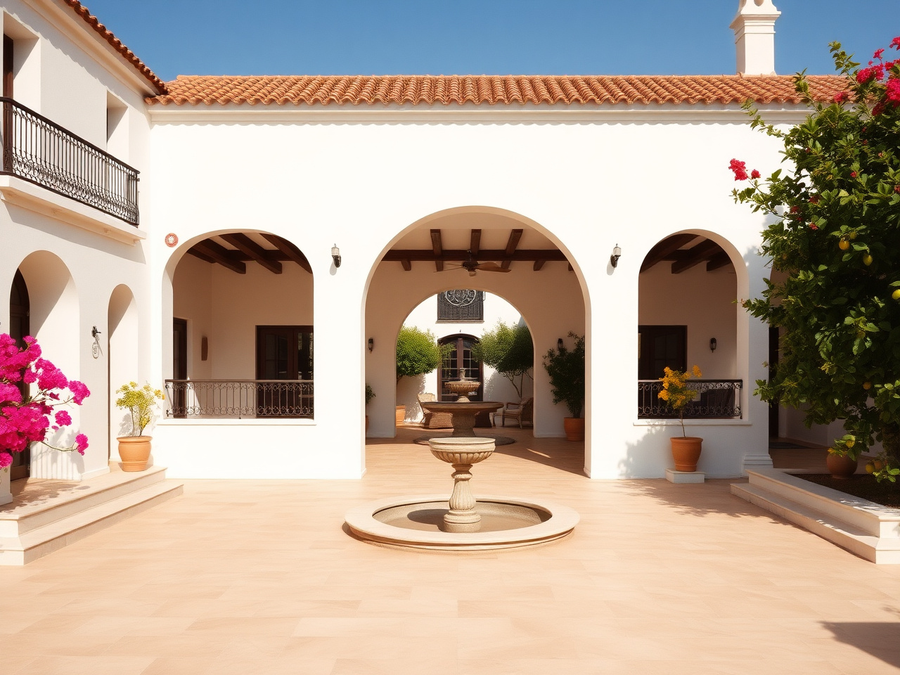 Andalusian cortijo-style villa — 350 m² near Marbella with arched openings and internal patio
