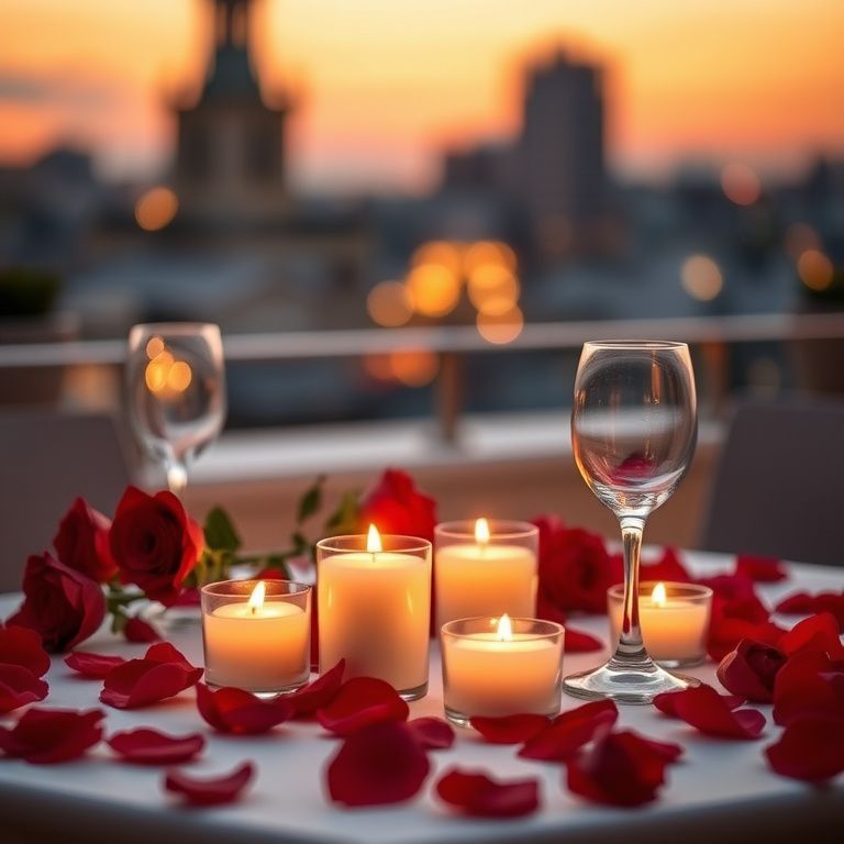 Candles and rose petals