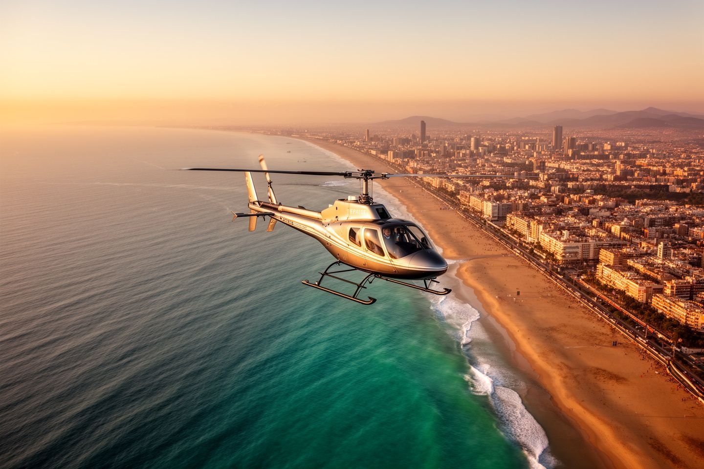 A helicopter flight along the coast