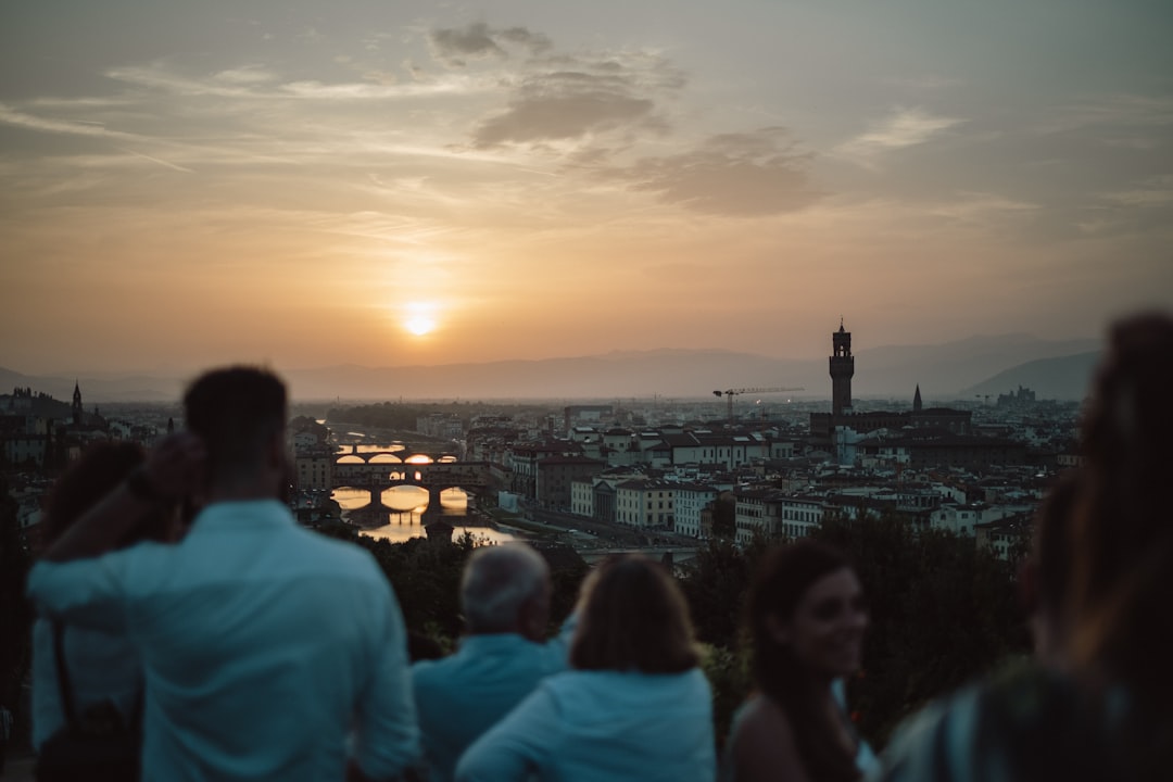 Rooftop wedding reception with Barcelona city views at sunset